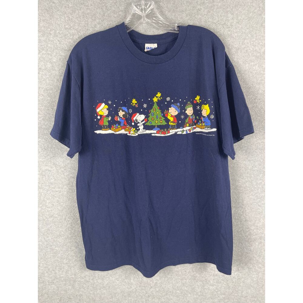 Gildan The Peanuts Christmas T Shirt Men's Size M‎ Blue